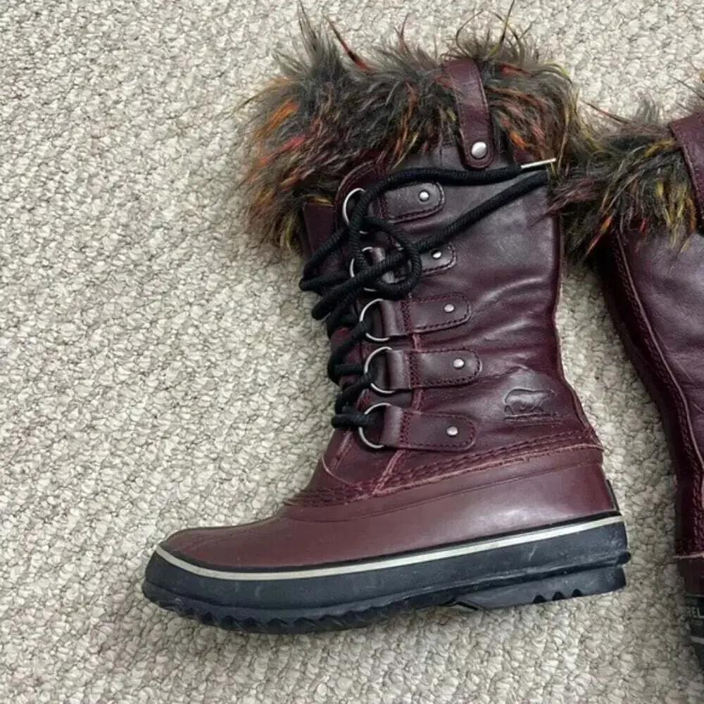 Sorel Joan of Arctic Faux Fur Waterproof Snow Boots in Red  Wood